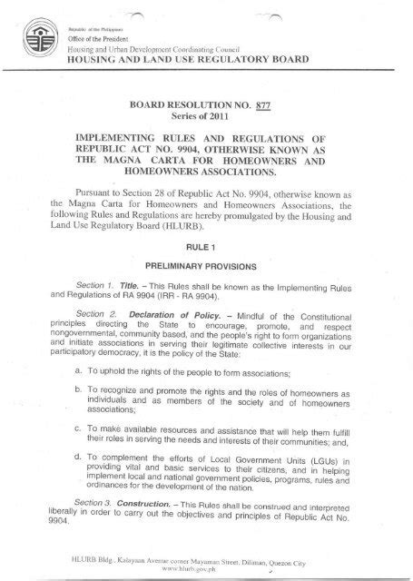 Implementing Rules and Regulations of R.A. No. 9904 .